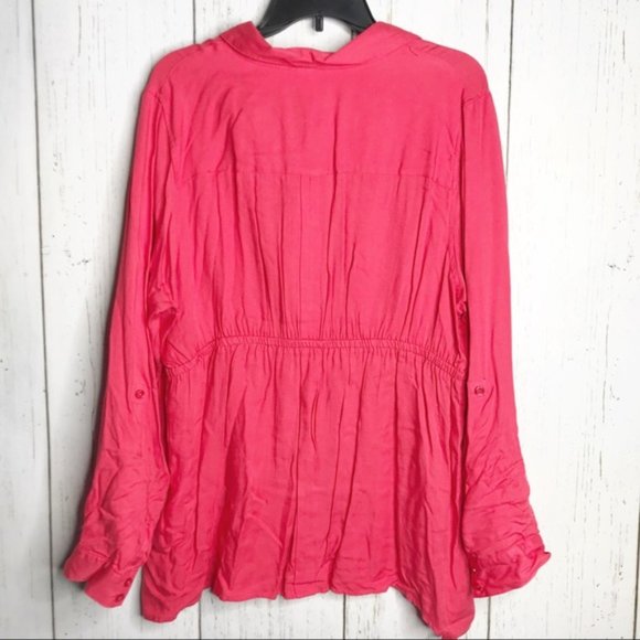 Torrid Plus 2 Red Empire Waist Button Front Blouse NWT - Picture 7 of 9